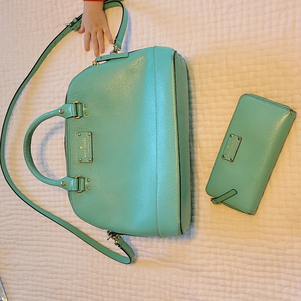 Kate spade turquoise purse & billfold set.
